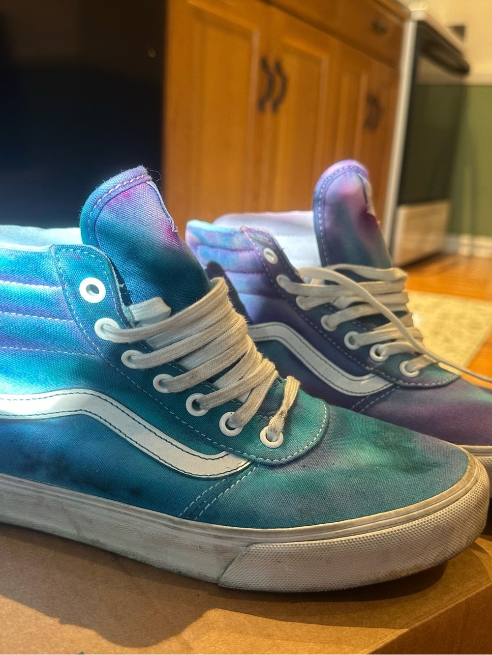Vans Tie-Dye High-Top Sneakers in Teal, Blue & Purple